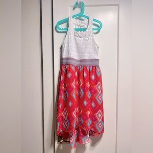 Speechless EUC girls ikat-print halter-style high-low dress